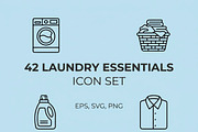 42 Laundry Essentials Icon Set, an Outline Icon by adenpinkstore (Thumbnail 1 of 18)