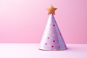 Colorful birthday cap on pink background, a Holiday Photo by AlyaAnd