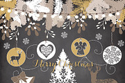 Vector Vintage Christmas cliparts, an Illustration by burlapandlace (Thumbnail 1 of 2)
