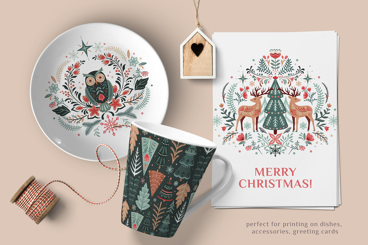 Christmas Folk Vector Collection, a Pattern Graphic by Molly art (Photo 7 of 12)