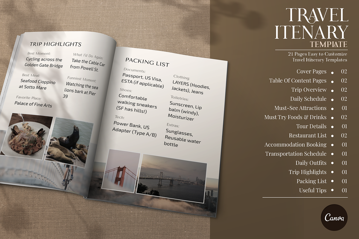 Travel Itinerary Canva Template, a Social Media Template by Snapybiz (Photo 4 of 10)