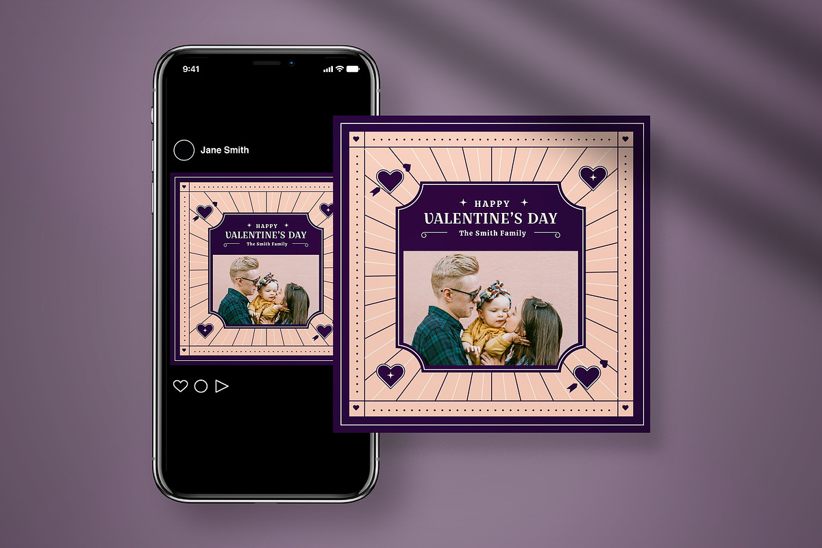 Valentine Day Greeting Card, a Card Template by graphicook (Photo 2 of 4)