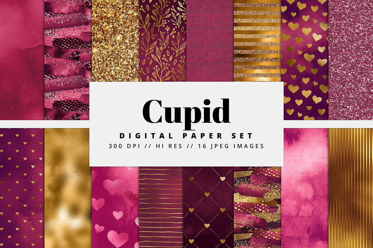 Cupid Digital Paper, a Pattern Graphic by Brandi Lea Designs (Photo 1 of 5)