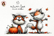 Quirky Autumn Fox Watercolor Clipart, an Animal Illustration by Nicolle's Colorful Art (Thumbnail 1 of 4)