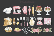 Watercolor pink bakery clipart, a Graphic by AquarelleSpace (Thumbnail 3 of 4)