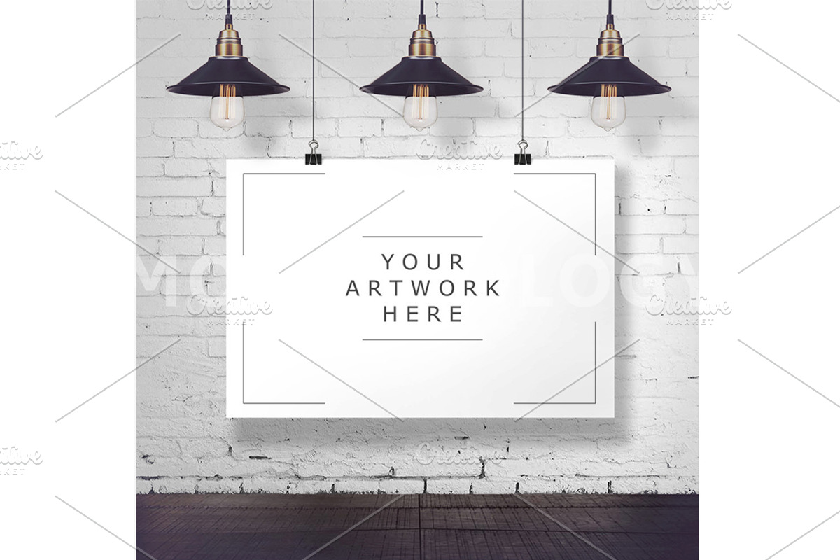 8x12 Hanging Paper Mockup, a Print Template by mockupology