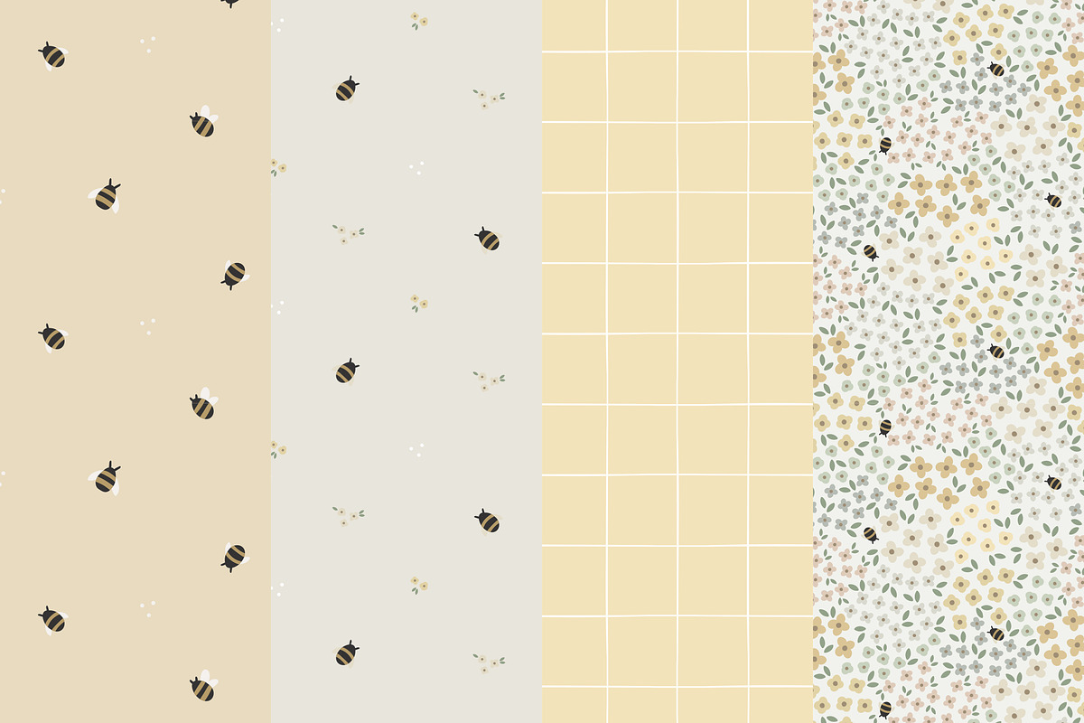 Bea & Bee 16 Seamless Patterns, a Pattern Graphic by Emilie Cliche (Photo 5 of 9)
