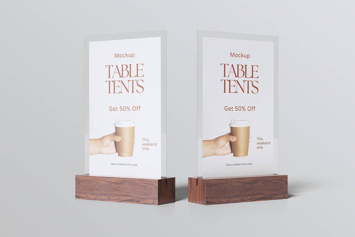 Table Tent Mockup, an Advertising Mockup by HanaSaka_Studio (Photo 4 of 5)