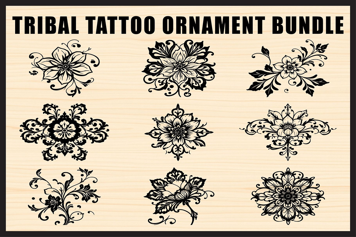 Black Tribal Tattoo Ornament Set, an Object Graphic by Designer_Momina