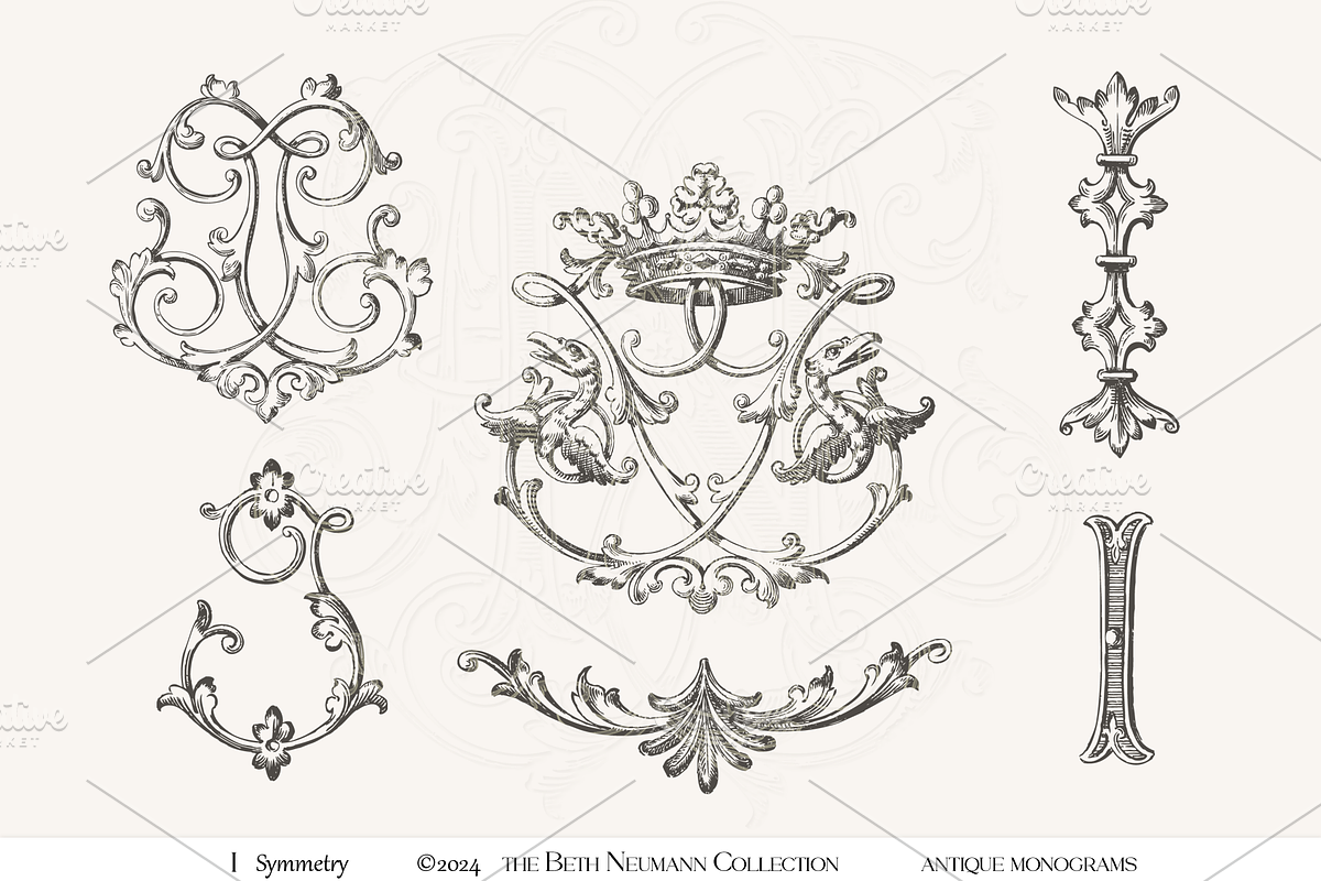 Antique Vintage Monogram Initial I, an Object Graphic by Antique Monograms (Photo 1 of 4)