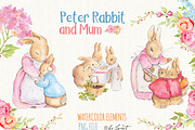 Peter Rabbit and Mum - art clipart, an Illustration by helloPAPER (Thumbnail 2 of 3)