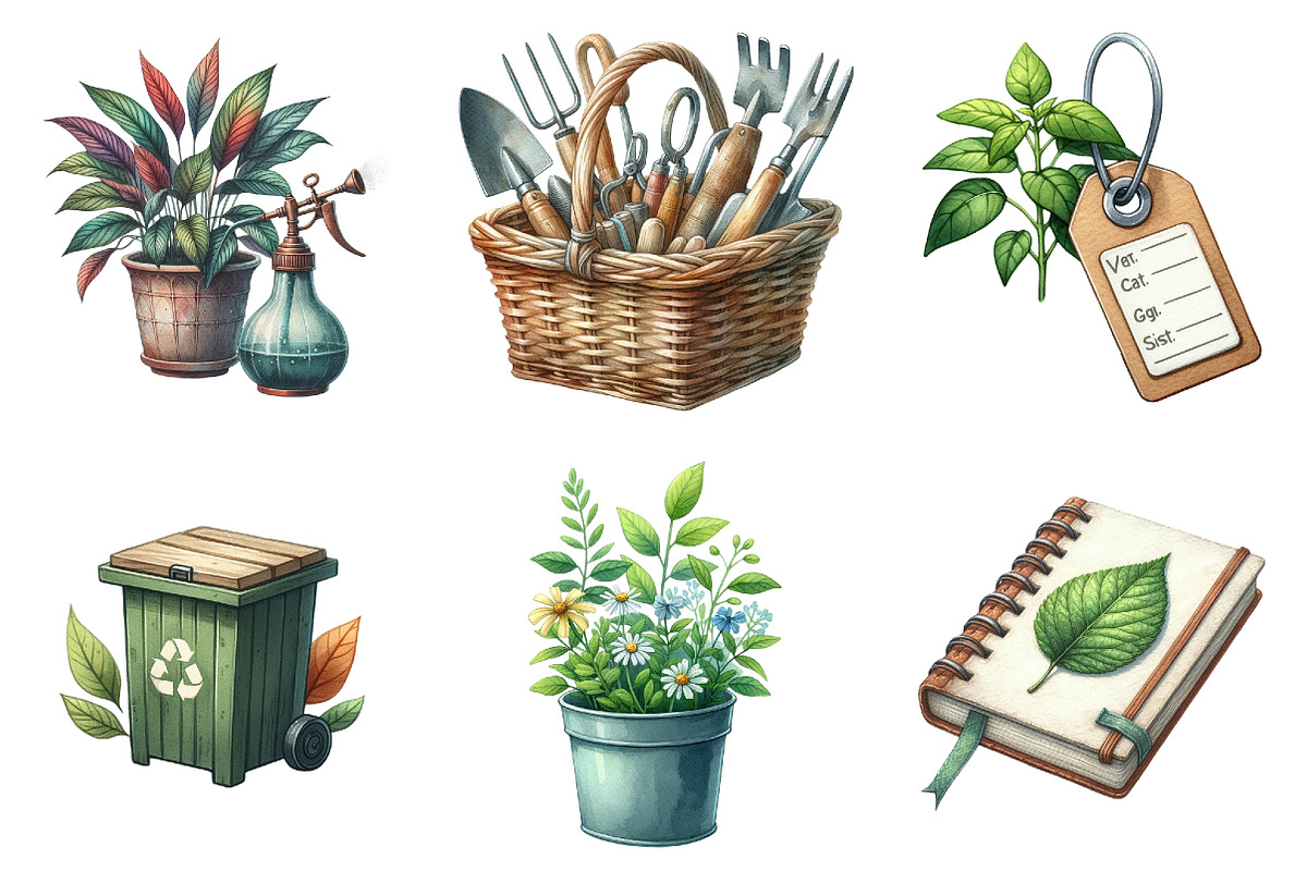 Gardening Tools Watercolor  Png, an Illustration by cherrydesign (Photo 2 of 5)
