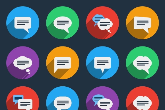 Speech Bubble Icons In Flat Style