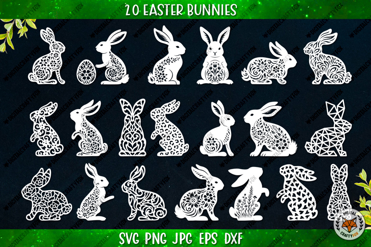 Easter Bunny Collection,Floral Bunny, an Animal Illustration by Digital_Craftyfox (Photo 3 of 20)
