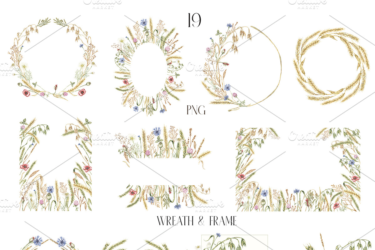 Watercolor Wheat & Field Flora, a Decorative Illustration by MayaNavits (Photo 3 of 13)
