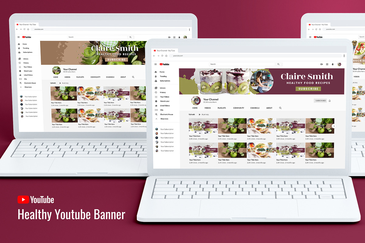 Youtube Channel Art - Healthy Food, a Templates & Theme by SlideFactory (Photo 1 of 5)