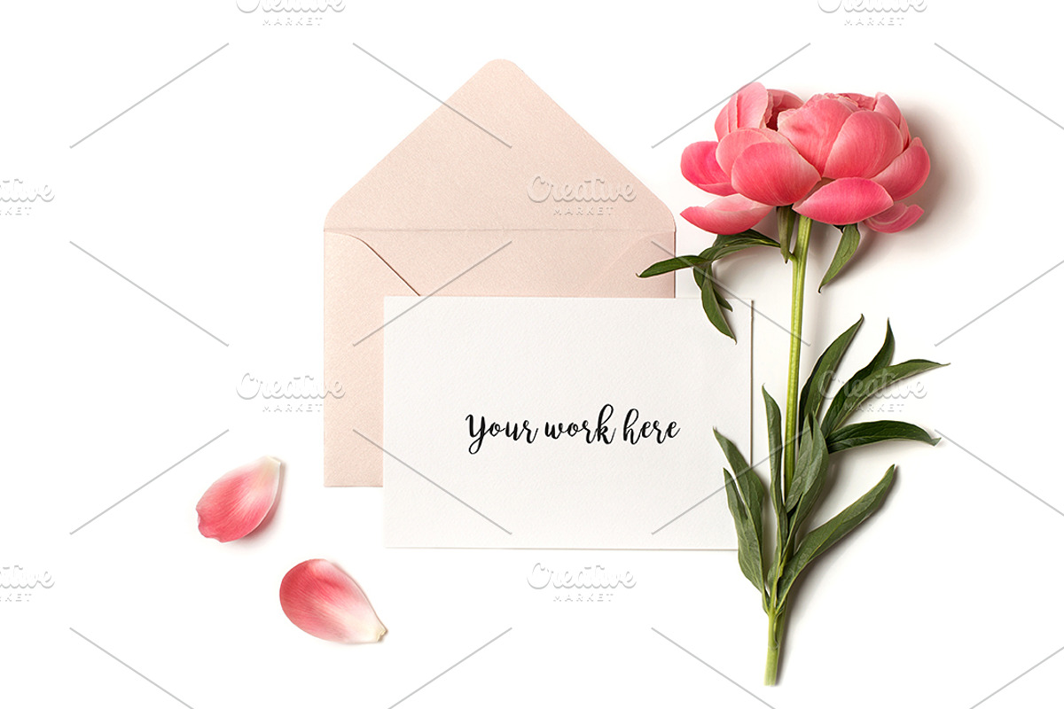 Greeting card with envelope mockup, a Print Template by KateAedon (Photo 2 of 3)