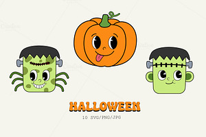 Retro Halloween Character SVG Pack.