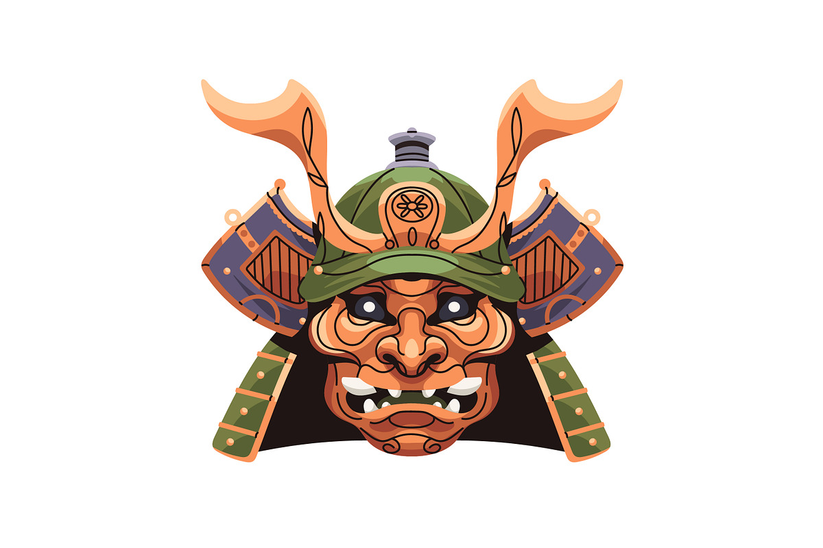 Samurai helmets, Japanese masks set, an Object Illustration by PaperTrident (Photo 9 of 9)