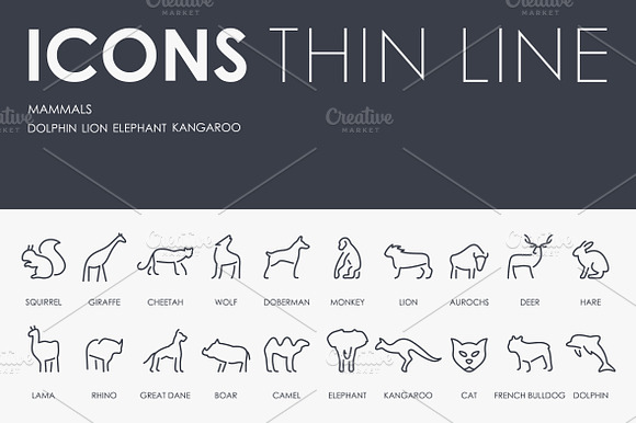 Mammals Thinline Icons