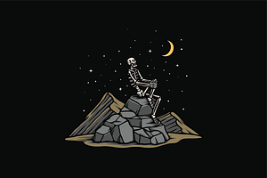 Skeleton on the Mountain, an Illustration by nomlimo.com