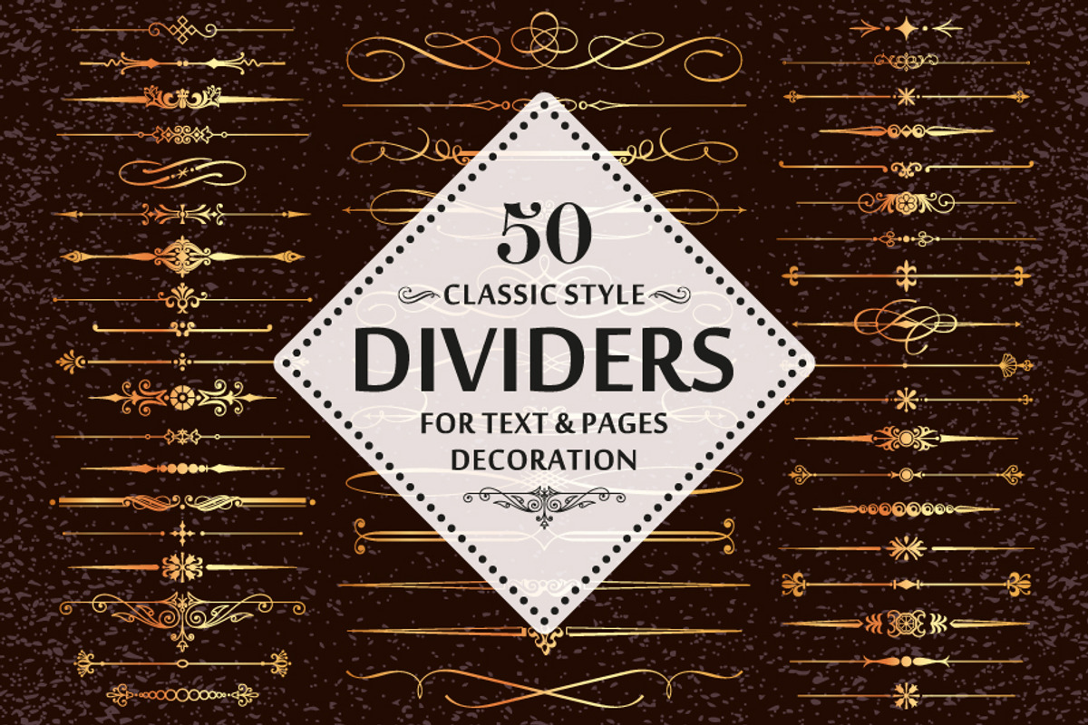 50 Vector Divider Design Elements, an Object Graphic by Digiselector Design Goods (Photo 1 of 2)
