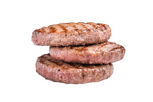 Juicy grilled meat patty cutlet with perfect grill marks, ideal, a Food & Drink Photo by composter-box@mail.ru