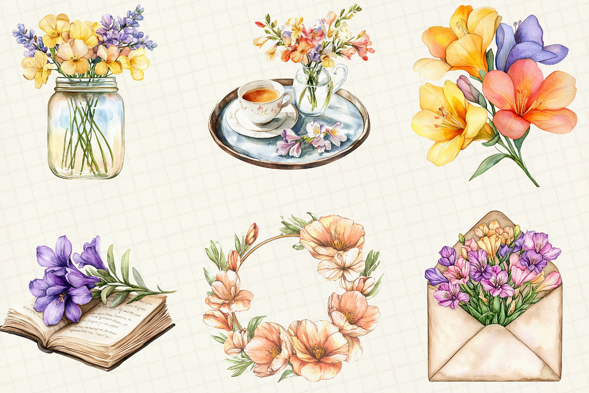 Freesia Mother's Day Clipart, an Illustration by OK Design (Photo 3 of 5)
