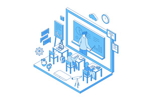Isometric online school concept, an Education Illustration by Valerie Bodnar