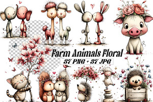 Whimsical Spring Flowers Farm Animal, a Graphic by one-touch