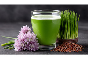 A shot of wheatgrass juice served in, a Food & Drink Photo by ZinetroN