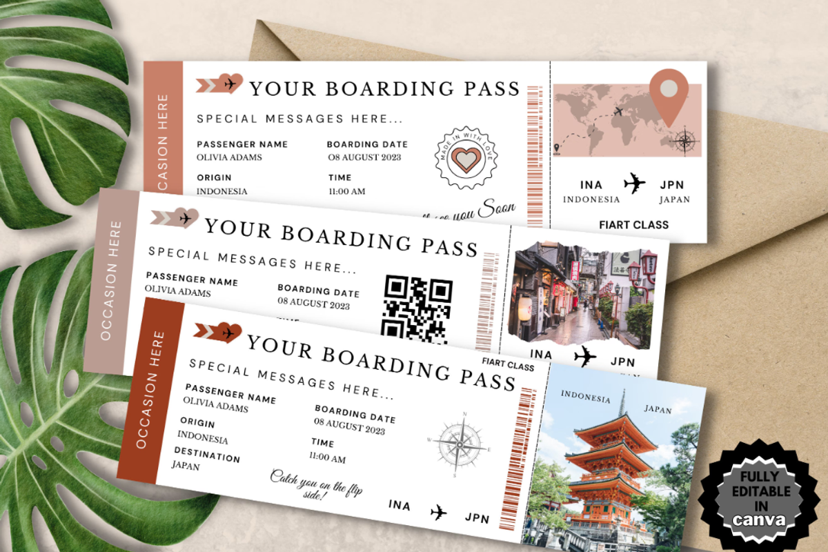Editable Boarding Pass Template, a Card Template by YasdeyDesigns (Photo 1 of 7)