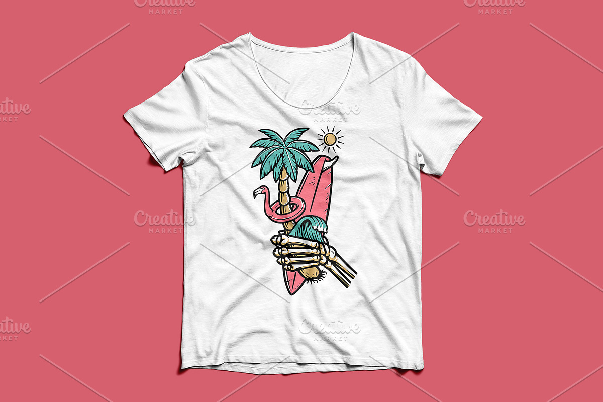 skull hand holding a surfboard, an Illustration by gunaonedesign (Photo 3 of 4)