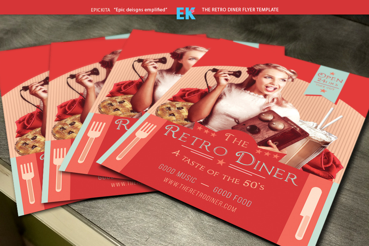 The Retro Diner Flyer Template, a Flyer Template by Epickita (Photo 4 of 4)