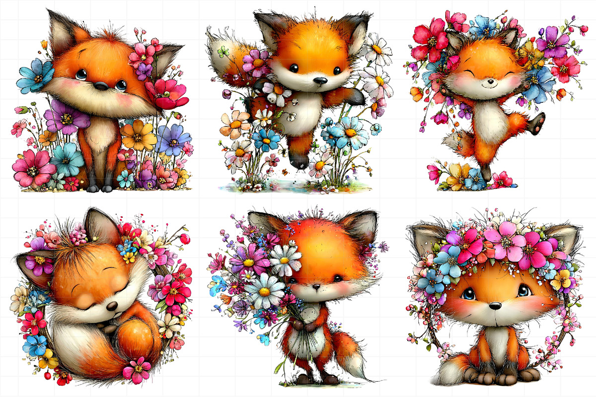Whimsical Spring Fox Clipart, an Illustration by Daily.Designs (Photo 3 of 7)