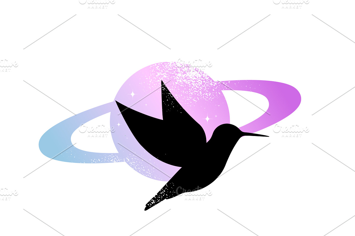 Celestial Saturn Birds Silhouettes, an Animal Illustration by PsychocheArt (Photo 2 of 4)