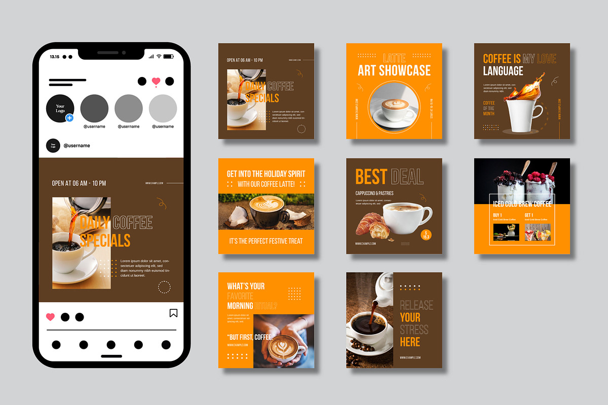Coffee Shop Instagram Post, a Social Media Template by MightyDesign (Photo 1 of 7)