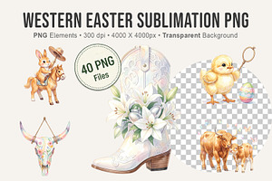 Western Easter Sublimation PNGs, an Illustration by Artnoy