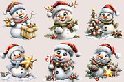 Whimsical Christmas Snowman Clipart, a Seasonal Illustration by SVGArt (Thumbnail 2 of 5)