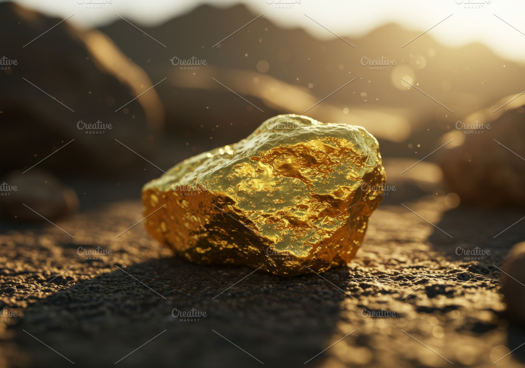 Large raw gold nugget on rough groun, a Nature Photo by professorinc