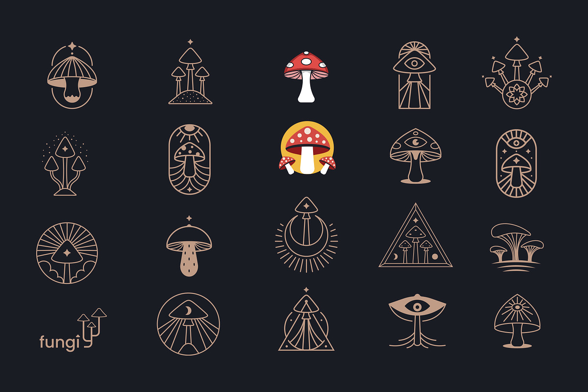 Mushroom logo design symbols, a Decorative Illustration by Noires (Photo 6 of 6)