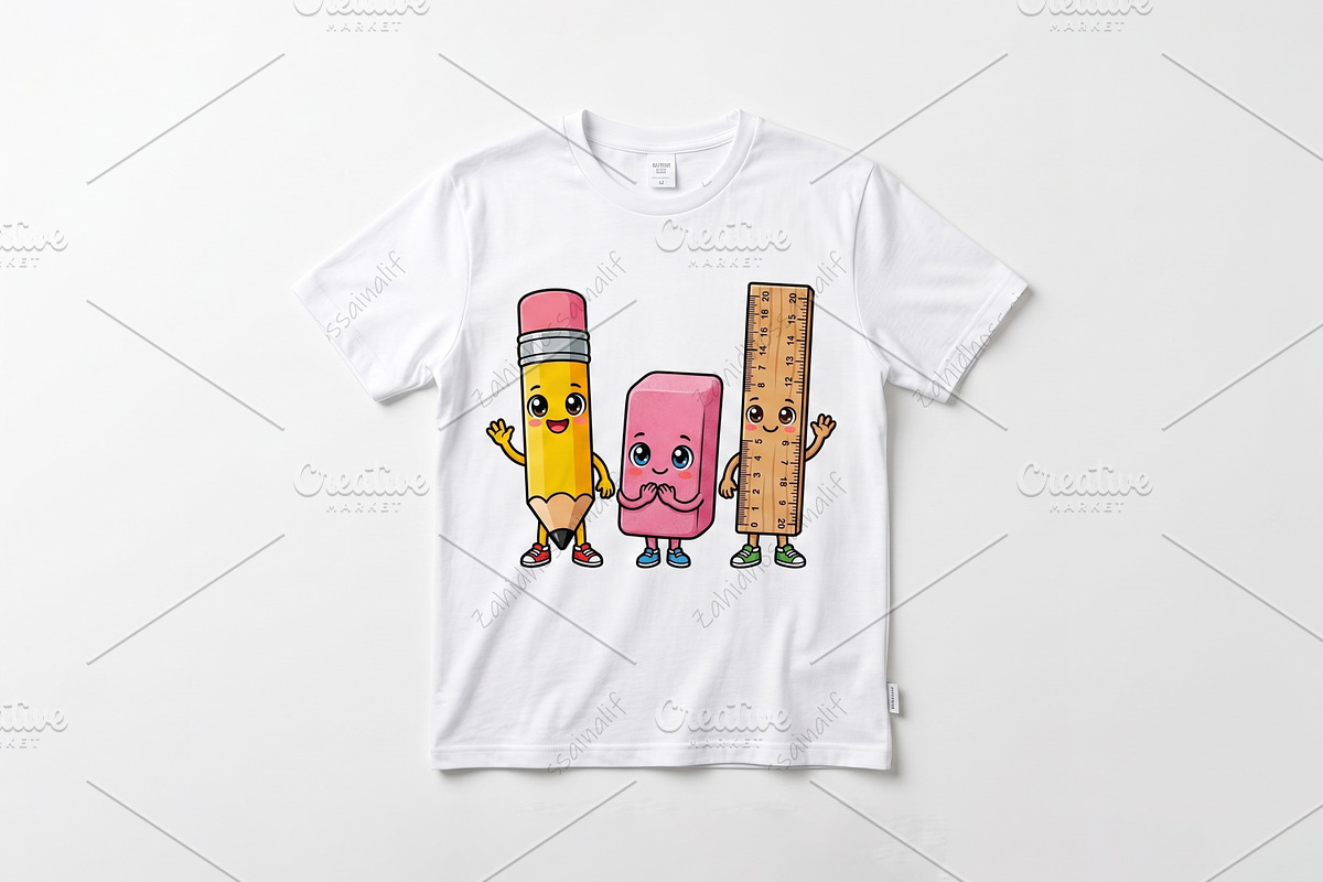 School Supplies Cartoon PNG Tshirt, an Education Illustration by zahidhossainalif (Photo 2 of 4)
