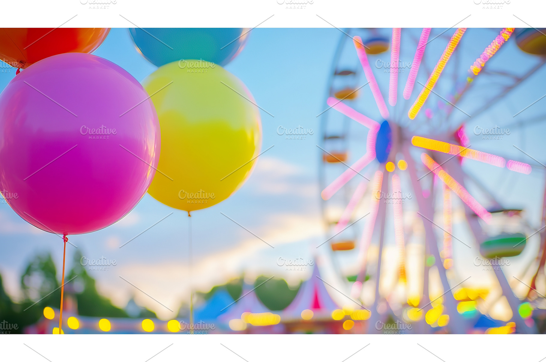 Colorful balloons and ferris wheel, a Nature Photo by Lermont51