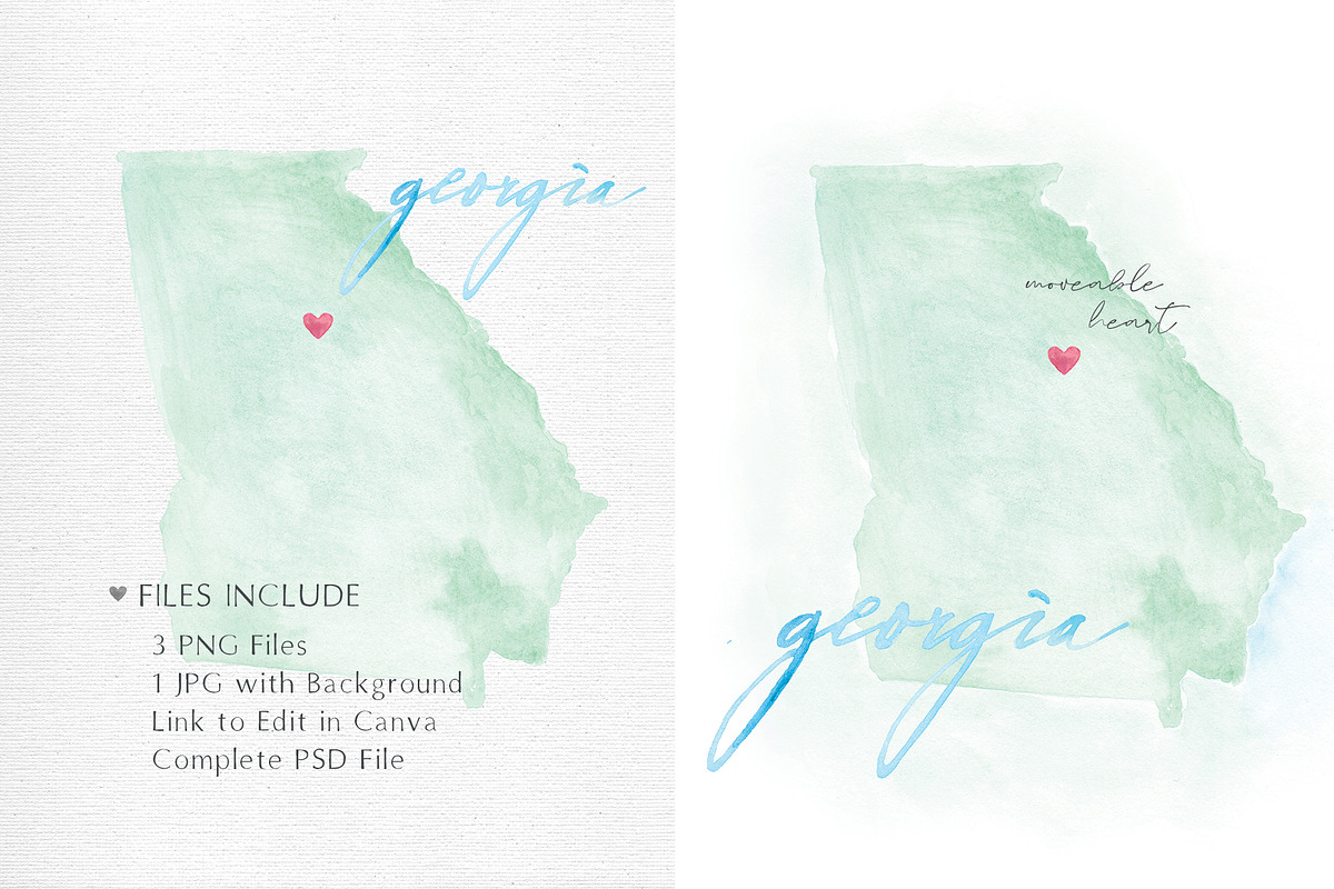 Watercolor Map of Georgia, an Illustration by Beloved Paper (Photo 3 of 6)