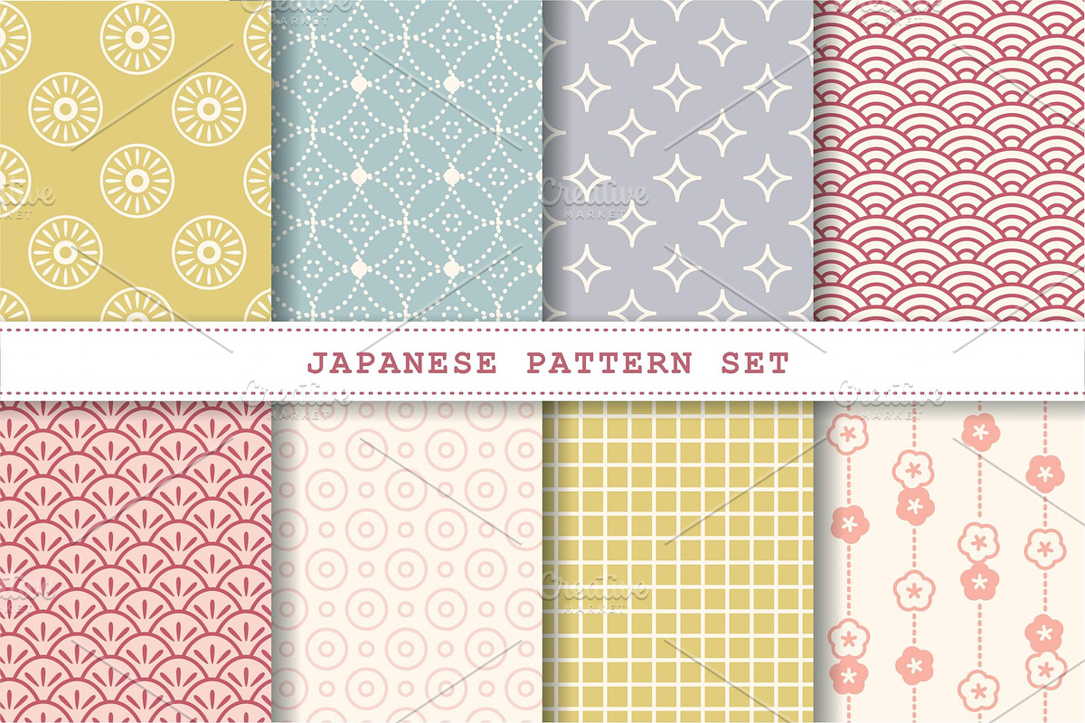 Japanese pattern set collection, a Decorative Illustration by TotallypicRF