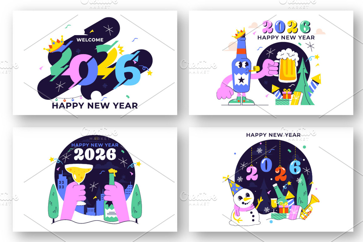 12 Happy New Year 2026 Illustration, a Seasonal Illustration by denayunebgt (Photo 3 of 4)