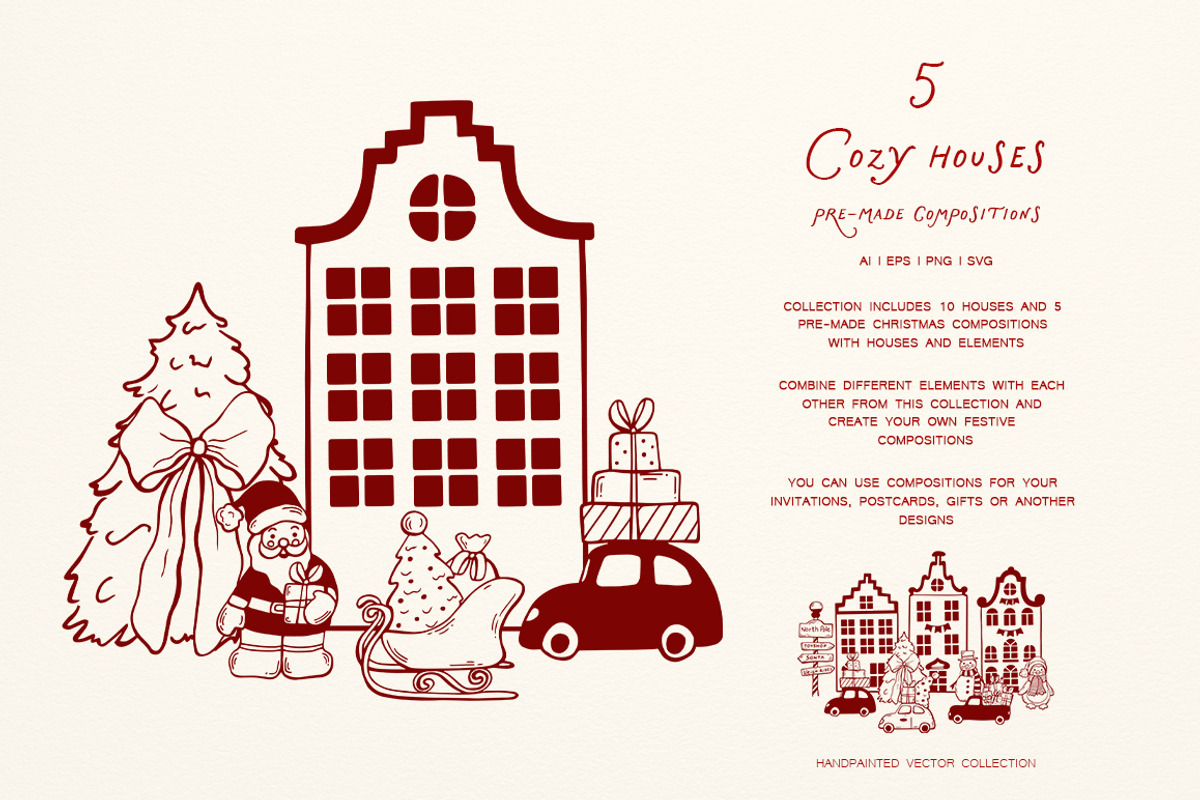 Whimsical Set Cozy Christmas p.2, a Seasonal Illustration by ViktoriyaD (Photo 11 of 25)