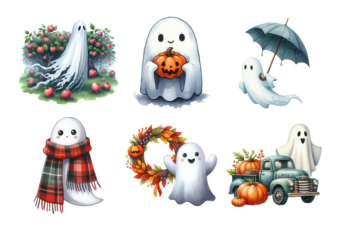 Autumn gost Clipart Bundle, an Illustration by Daily.Designs (Photo 4 of 5)