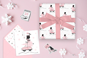 Pink Christmas Girlish Graphic Set