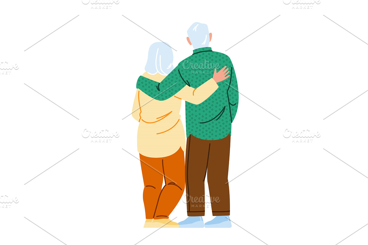 wellness senior couple back vector, a Person Illustration by pikepicture